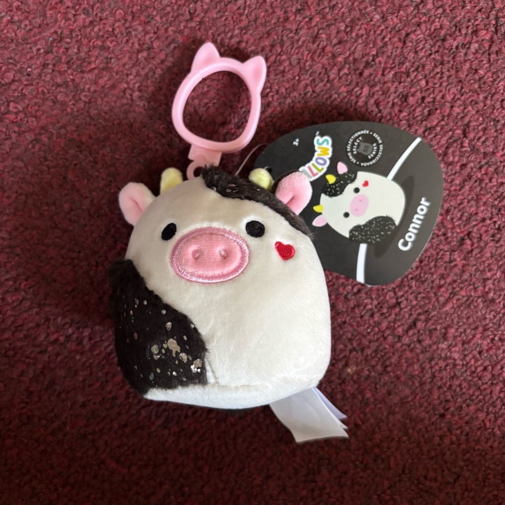 Squishmallows Connor the Cow Select series 3.5” Clip Stuffed Plush